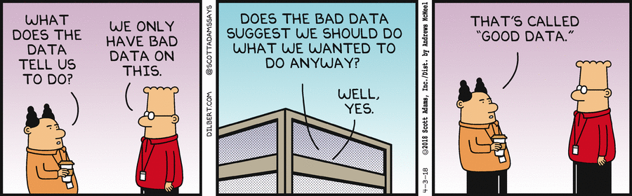 source: https://dilbert.com/strip/2018-04-03 Data Quality